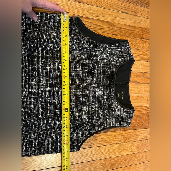 Ann Taylor black and white tweed shift dress with frayed hem - Picture 5 of 7